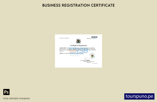 listo para imprimir certificado de constitución de empresa en Uganda Plantilla e